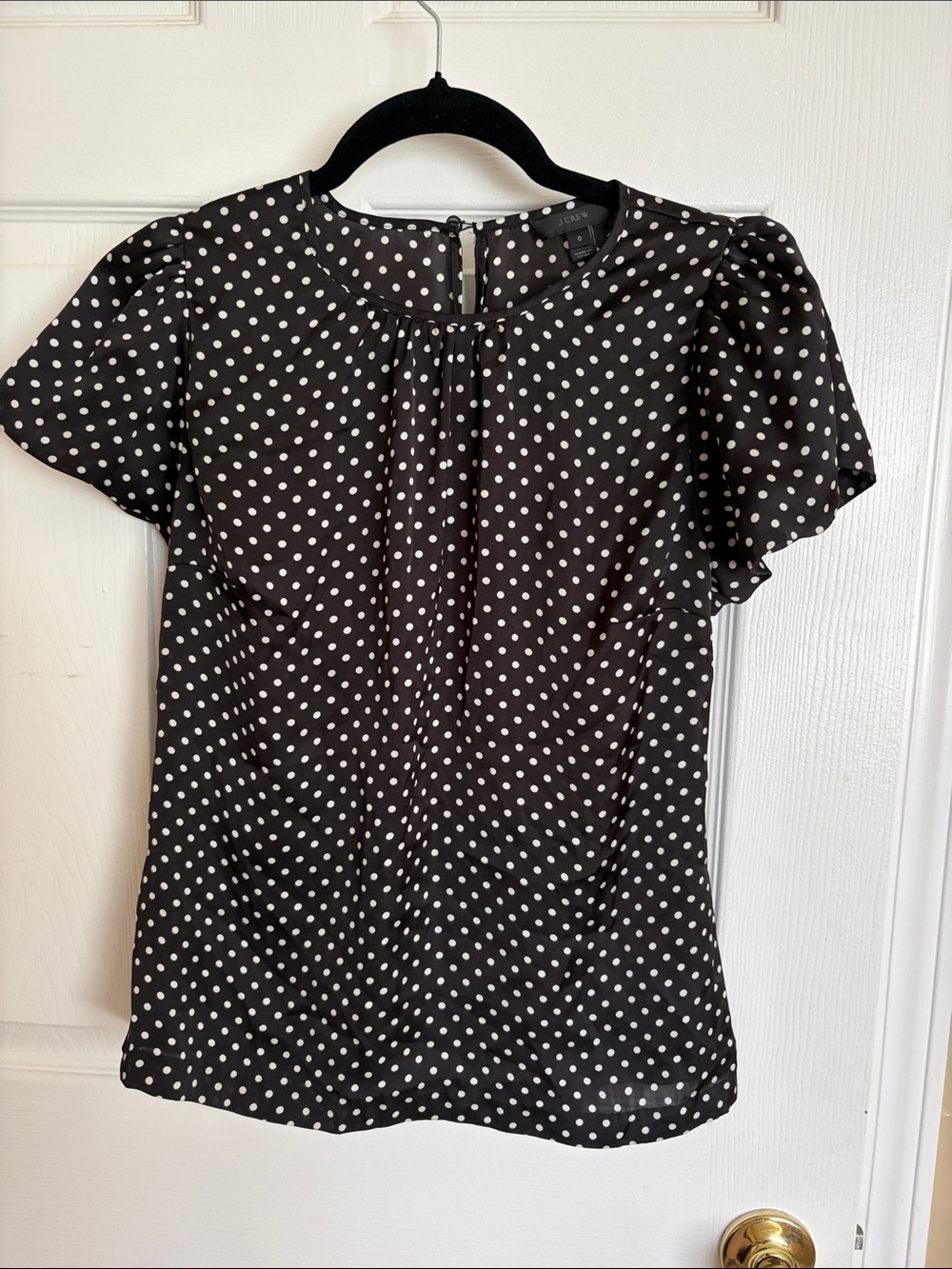 J. Crew Black Blouse with White Polka Dots